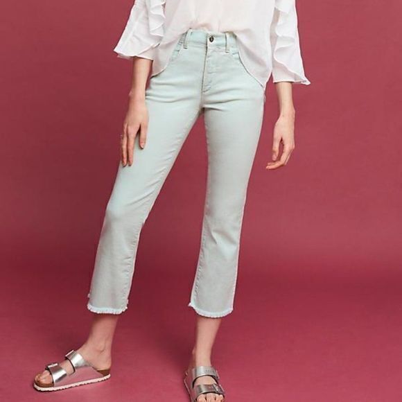 Anthropologie Pilcro Script High Rise Crop Raw Frayed Hem Jeans Size 25 - Picture 1 of 11